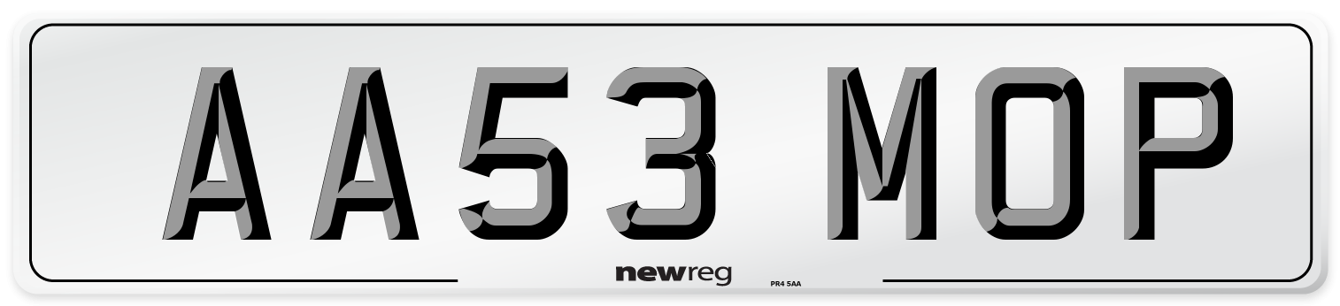 AA53 MOP Number Plate from New Reg
